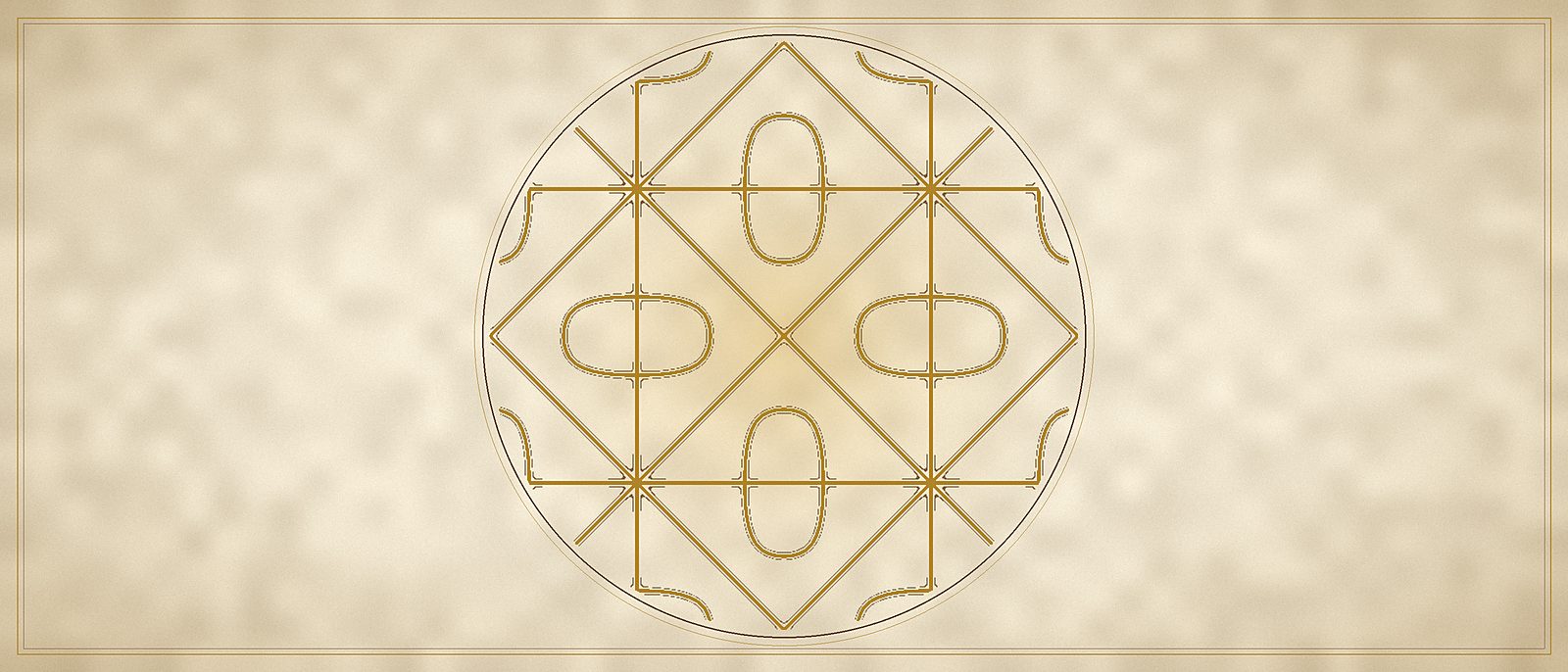 A circular plate of fine nodal lines, the standing pattern of a vibration