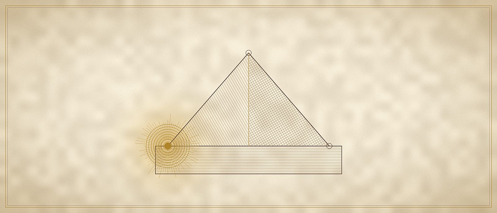 The trinity triangle standing on the material square, the Vibration vertex lit